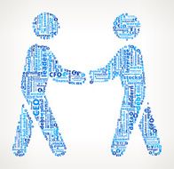 Stick Figures Handshake on Business and Finance Word Cloud
