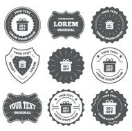 Sale gift box tag icons Discount symbols N47