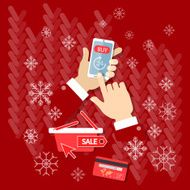 Christmas sale internet shopping online store e-commerce vector
