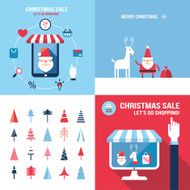 Christmas New Year banner set Santa Claus shopping seasonal sale N3
