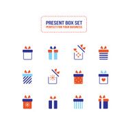 Present gift box icon set Christmas New Year Holiday concept
