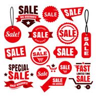 Red Discount Sale Tags Badges And Ribbons