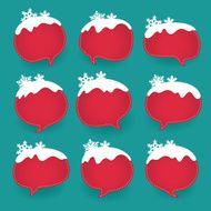 Winter labels in form of speech snow bubbles N2