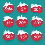 Winter sale labels in form of speech snow bubbles N2