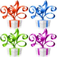 Vector set of ribbons Symbol New Year 2016 N2