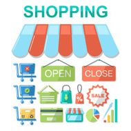 Set of flat design concept shopping icons