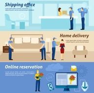 Home delivery service flat banners set N2