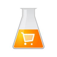 Chemical test tube with a shopping cart