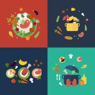 Set of flat design concept icons for food and restaurant N5