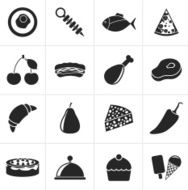 Black Different kind of food icons