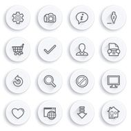 Basic flat contour icons on white buttons N2