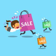 Cartoon woman and shopping bags N2
