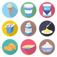 Milk products vector icon set