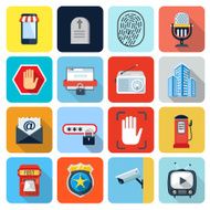 Square flat icons with long shadow set 11