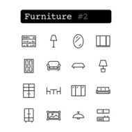 Set line thin icons Vector Shopping furniture N2