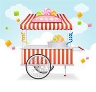 Candy Cart Market Card Vector