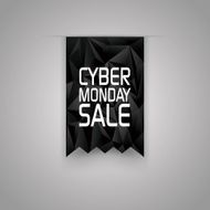 Cyber monday sale ribbon element Low poly design black background N3