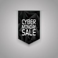 Cyber monday sale ribbon element Low poly design black background N4
