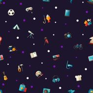 Pattern of modern flat design hobby icons and infographics elements