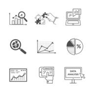 Set of Black Icons Data Analysis N2