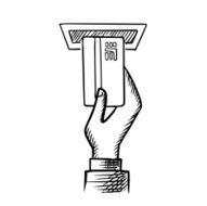 Sketch of credit card with ATM slot