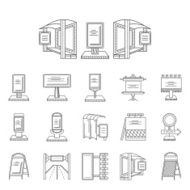Outdoors advertisement line vector icons