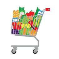 Shopping cart with fresh food