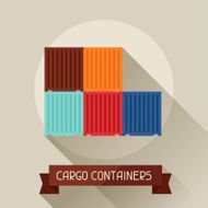 Cargo containers icon on background in flat design style