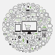 Shopping Online Flat Icon Set