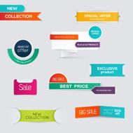 Collection of Sale Discount Styled origami Banners Vector N3