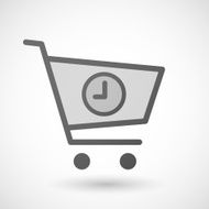 Shopping cart icon with a clock