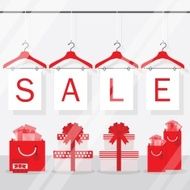 Clothing hangers SALE banners with gift boxes and bags N2