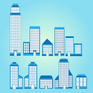 Set of Skyscraper With Blue Background