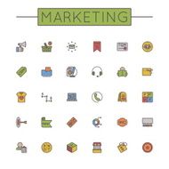 Vector Colored Marketing Line Icons