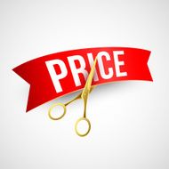 Price cut Gold scissors Vector illustration N2