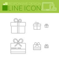 Line icons Responsive design Gift and girfcard