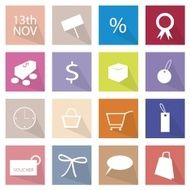 Collection of 16 Shopping Item Icons Banner N2