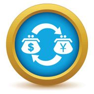 Gold dollar yen exchange icon