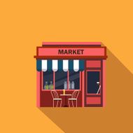 Restaurants and shops facade storefront vector detailed flat N16