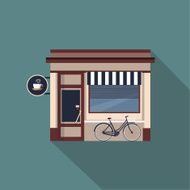 Restaurants and shops facade storefront vector detailed flat N18