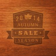 2014 Autumn Sale Label On Wood Texture Vector Background