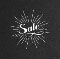 handwritten Sale retro label with light rays