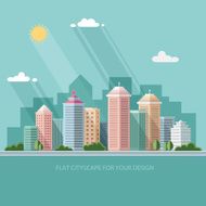 landscape summer cityscape illustration city design Flat style vector