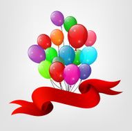 Red ribbon flying with balloons N3