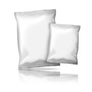 Two sizes of blank realistic foil snack packs isolated on