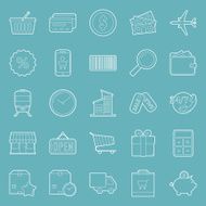 Sales and shopping thin lines icons set