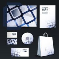 Stationery Template Corporate Image Design with Abstract Blue Squares Pattern N2