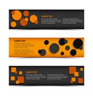 Abstract horizontal banners with rounds and squares