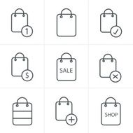Line Icons Style Shopping bag icons on white background Vector N2
