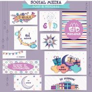 Eid Mubarak celebration social media ads or headers N16